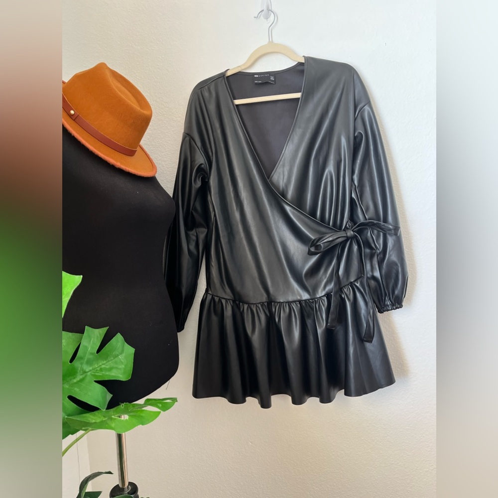 ASOS Design faux leather wrap dress
